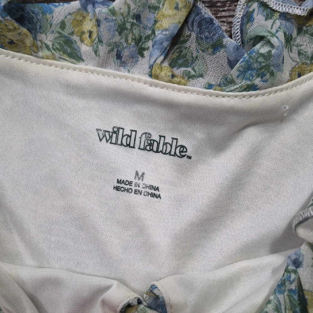 Wild Fable Blue and Yellow Floral Ruffle Blouse - Picture 4 of 4